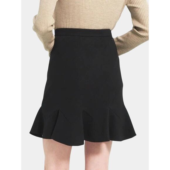 Theory Black Crepe Flounce Flutter Hem Lined Mini Skirt - Picture 2 of 7